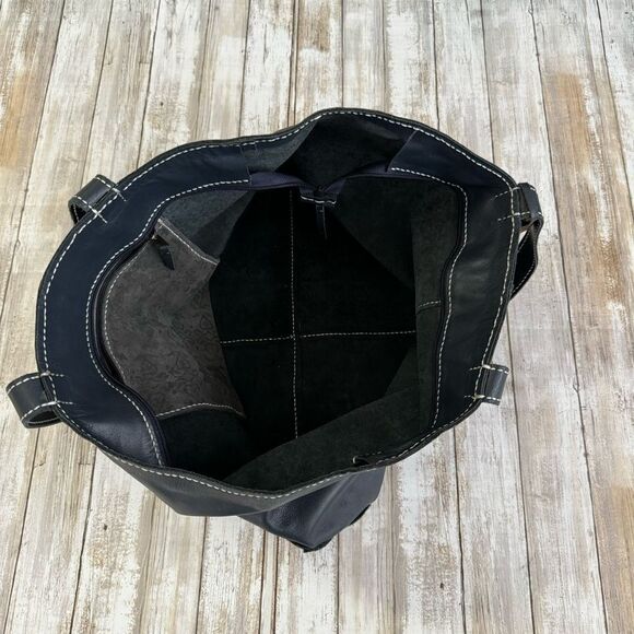 KRIS Designs Handmade Large Navy Leather Tote India - Picture 13 of 16
